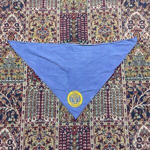 VTG 60s YMCA Ragger‎ Bandana Scarf Neck Gaiter Blue Yellow Logo Neckwear Mens